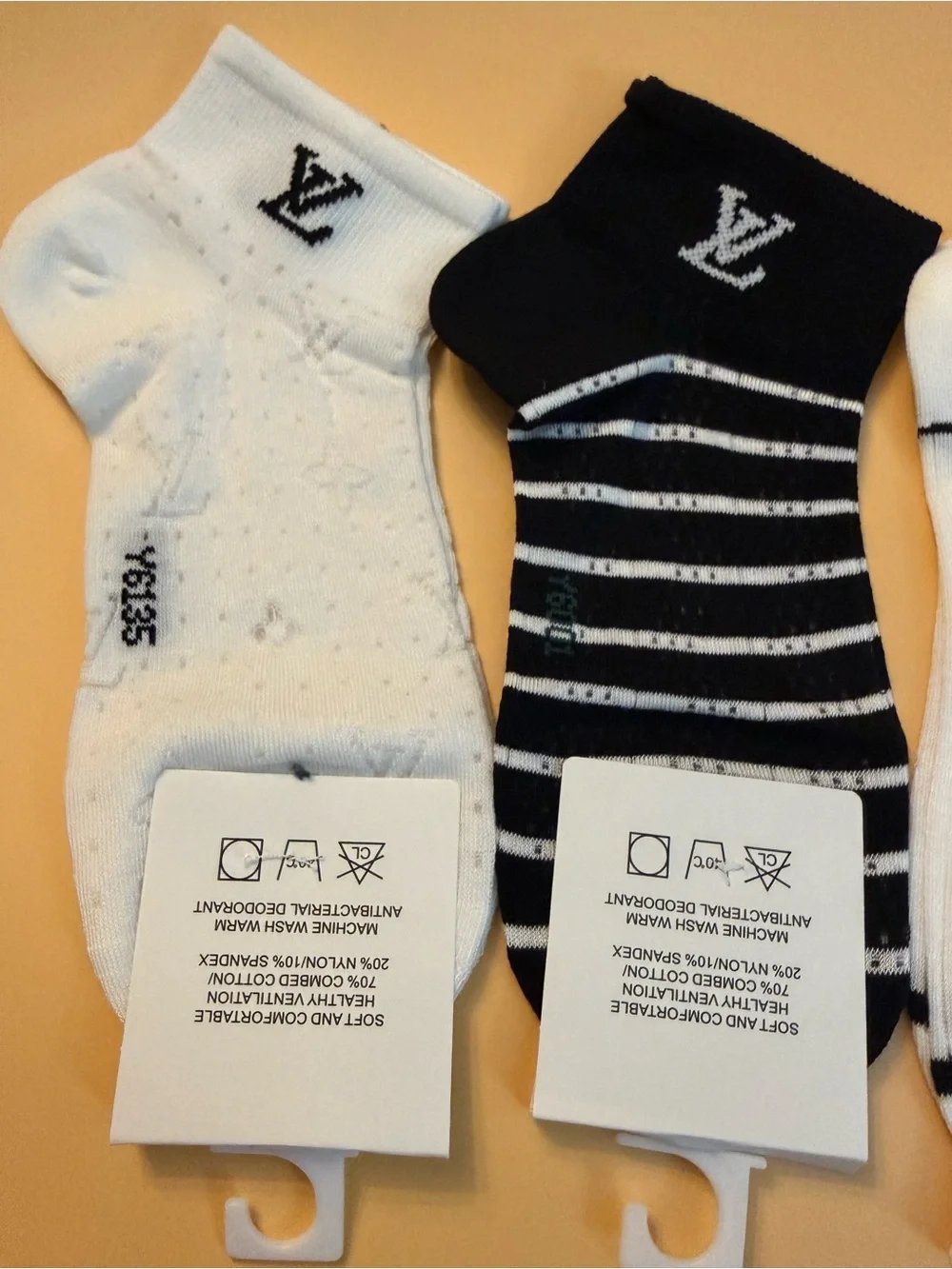 Designer Ankle Socks low cut Black White Stripe socks 3 pairs New small medium